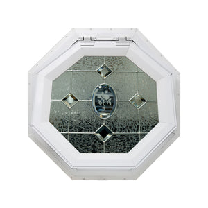 Etched Flower Venting Octagon Window with Zinc Caming