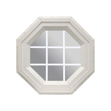 Clear Stationary Octagon Window with White Internal Grille Beige