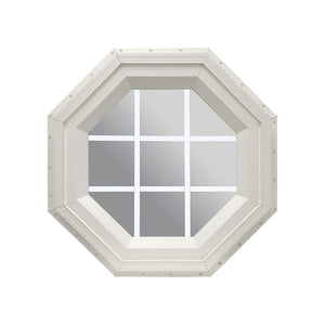 Clear Stationary Octagon Window with White Internal Grille Beige