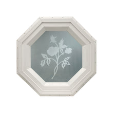 Frosted Rose Stationary Octagon Window Beige