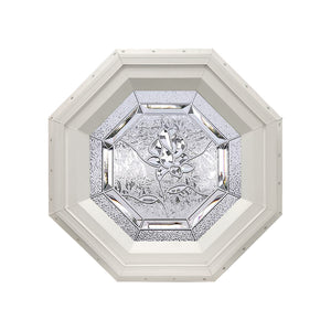 Bevelpane Octagon Window with Rose Deco Beige