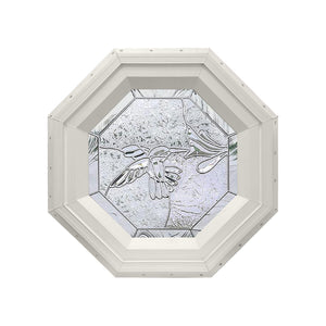 Bevelpane Octagon Window with Hummingbird Deco Beige