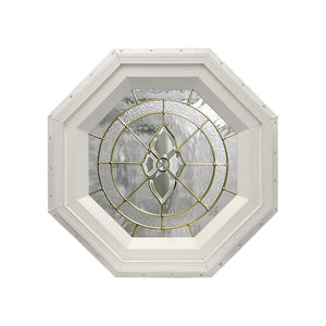 Cape May Stationary Octagon Window with Brass Caming Beige