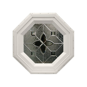 Flower Stationary Octagon Window with Zinc Caming Beige