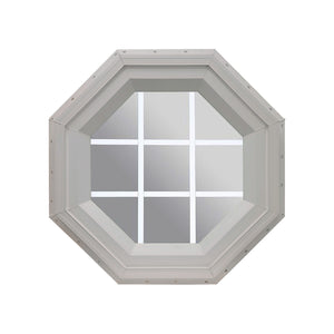 Clear Stationary Octagon Window with White Internal Grille Clay