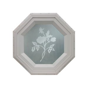 Frosted Rose Stationary Octagon Window Clay