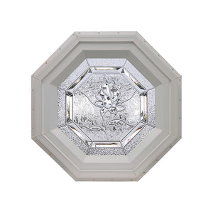 Bevelpane Octagon Window with Rose Deco Clay