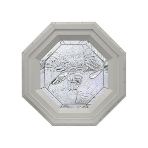 Bevelpane Octagon Window with Hummingbird Deco Clay