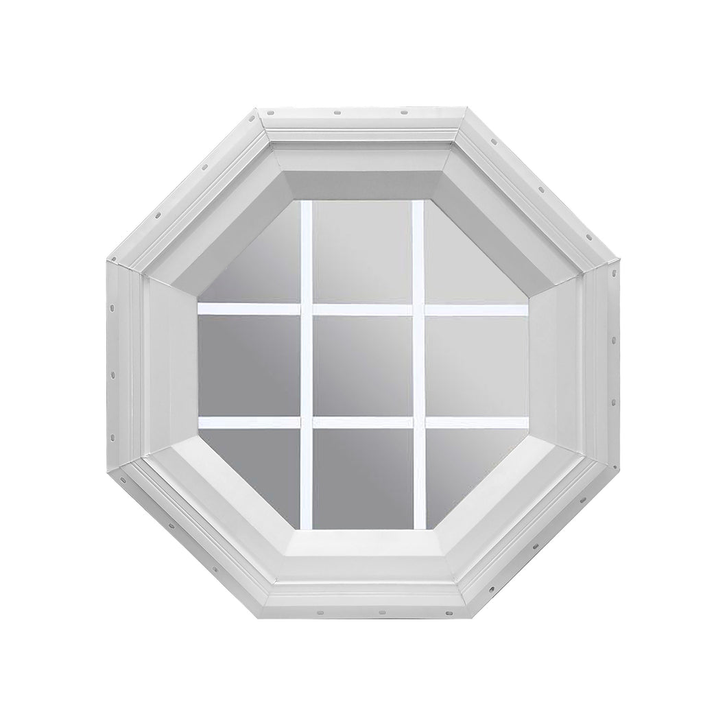 Clear Stationary Octagon Window with White Internal Grille
