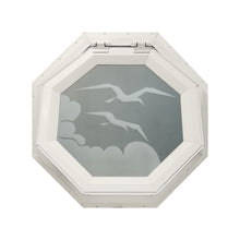 Frosted Bird Venting Octagon Window Beige