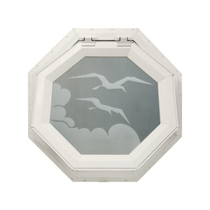 Frosted Bird Venting Octagon Window Beige