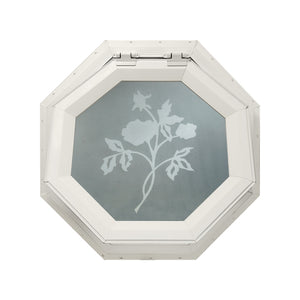 Frosted Rose Venting Octagon Window Beige