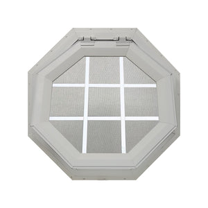 Clear Venting Octagon Window with White Internal Grille Clay