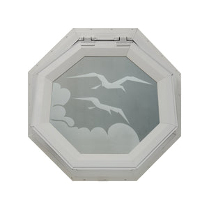 Frosted Bird Venting Octagon Window Clay
