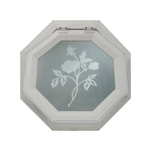 Frosted Rose Venting Octagon Window Clay