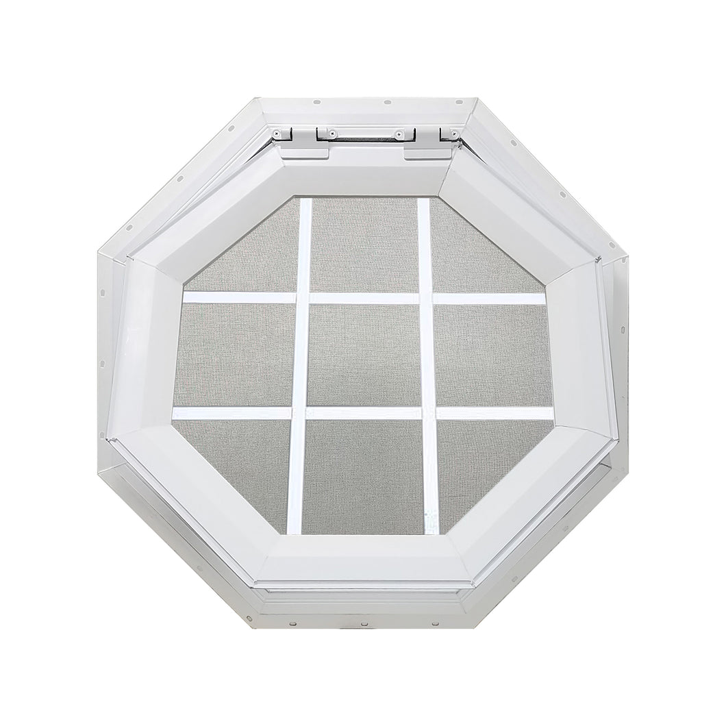 Clear Venting Octagon Window with White Internal Grille