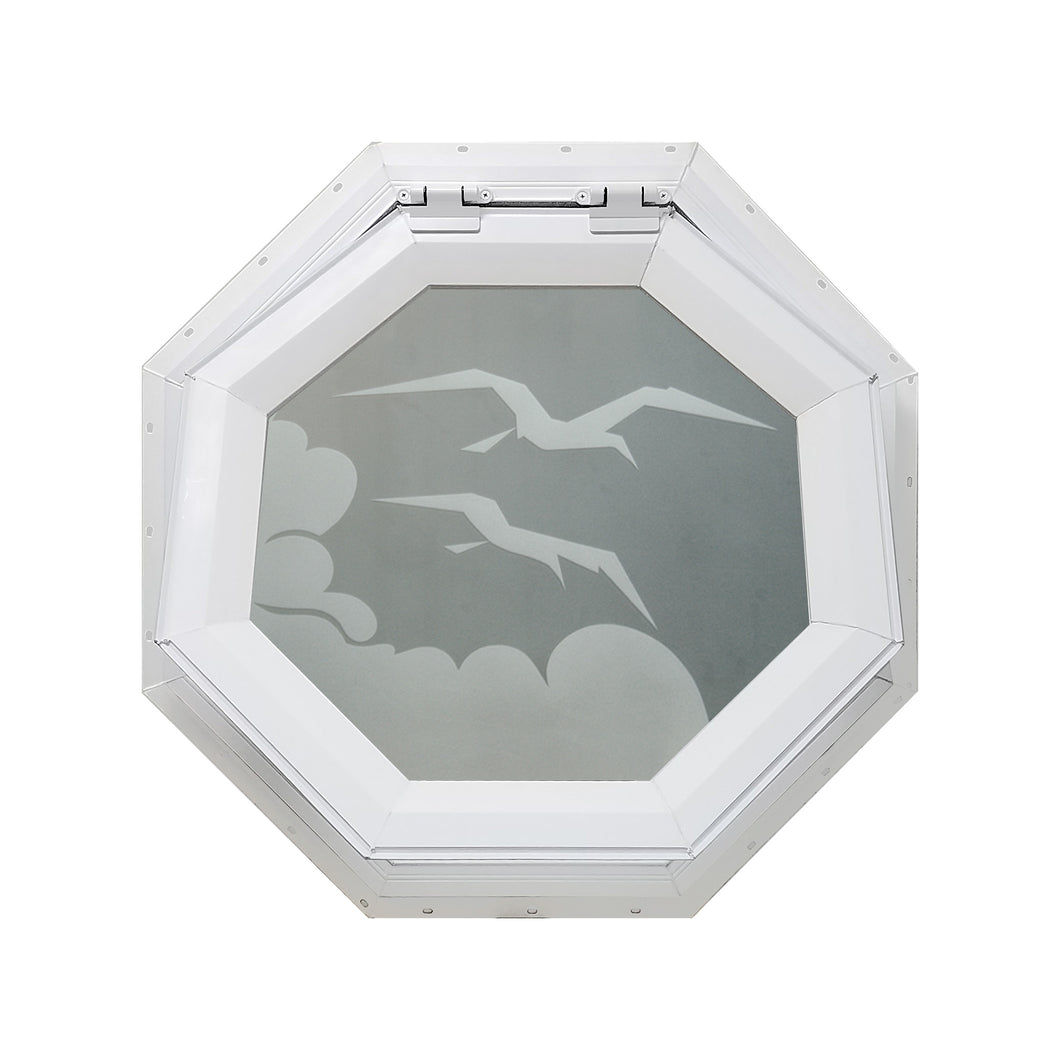 Frosted Bird Venting Octagon Window