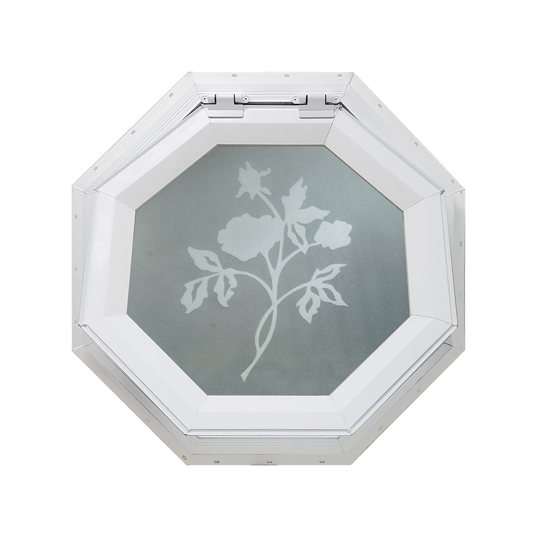 Frosted Rose Venting Octagon Window