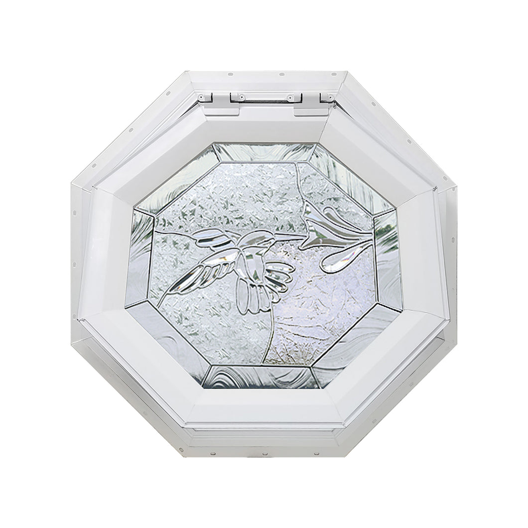 Bevelpane Venting Octagon Window with Hummingbird Deco